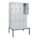C+P Doppelstock-Spind Classic PLUS, Bank, 4 Abteile, 2120x1200x815mm, 7035/7035 Verschluss Sicherheits-Drehriegel Sitzbanktyp untergebaut Material Sitzfläche Kunststoff-2