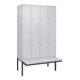 C+P Doppelstock-Spind Classic PLUS, Bank, 4 Abteile, 2120x1200x815mm, 7035/7035 Verschluss Zylinderschloss Sitzbanktyp auskragend Material Sitzfläche Kunststoff-1