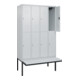 C+P Doppelstock-Spind Classic PLUS, Bank, 4 Abteile, 2120x1200x815mm, 7035/7035 Verschluss Zylinderschloss Sitzbanktyp auskragend Material Sitzfläche Kunststoff-2