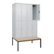 C+P Doppelstock-Spind Classic PLUS, Bank, 4 Abteile, 2120x1200x815mm, 7035/7035 Verschluss Zylinderschloss Sitzbanktyp untergebaut Material Sitzfläche Buche-Hartholz-2