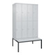 C+P Doppelstock-Spind Classic PLUS, Bank, 4 Abteile, 2120x1200x815mm, 7035/7035 Verschluss Zylinderschloss Sitzbanktyp untergebaut Material Sitzfläche Kunststoff-1