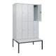 C+P Doppelstock-Spind Classic PLUS, Bank, 4 Abteile, 2120x1200x815mm, 7035/7035 Verschluss Zylinderschloss Sitzbanktyp untergebaut Material Sitzfläche Kunststoff-2