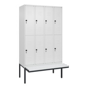 C+P Doppelstock-Spind Classic PLUS, Bank, 4 Abteile, 2120x1200x815mm, 9016/9016 Verschluss Sicherheits-Drehriegel Sitzbanktyp auskragend Material Sitzfläche Kunststoff