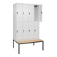 C+P Doppelstock-Spind Classic PLUS, Bank, 4 Abteile, 2120x1200x815mm, 9016/9016 Verschluss Sicherheits-Drehriegel Sitzbanktyp untergebaut Material Sitzfläche Buche-Hartholz-2