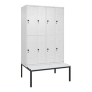 C+P Doppelstock-Spind Classic PLUS, Bank, 4 Abteile, 2120x1200x815mm, 9016/9016 Verschluss Sicherheits-Drehriegel Sitzbanktyp untergebaut Material Sitzfläche Kunststoff