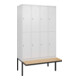 C+P Doppelstock-Spind Classic PLUS, Bank, 4 Abteile, 2120x1200x815mm, 9016/9016 Verschluss Zylinderschloss Sitzbanktyp auskragend Material Sitzfläche Buche-Hartholz-1