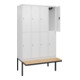 C+P Doppelstock-Spind Classic PLUS, Bank, 4 Abteile, 2120x1200x815mm, 9016/9016 Verschluss Zylinderschloss Sitzbanktyp auskragend Material Sitzfläche Buche-Hartholz-2