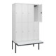 C+P Doppelstock-Spind Classic PLUS, Bank, 4 Abteile, 2120x1200x815mm, 9016/9016 Verschluss Zylinderschloss Sitzbanktyp auskragend Material Sitzfläche Kunststoff-2