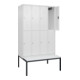 C+P Doppelstock-Spind Classic PLUS, Bank, 4 Abteile, 2120x1200x815mm, 9016/9016 Verschluss Zylinderschloss Sitzbanktyp untergebaut Material Sitzfläche Kunststoff-1