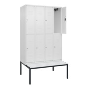 C+P Doppelstock-Spind Classic PLUS, Bank, 4 Abteile, 2120x1200x815mm, 9016/9016 Verschluss Zylinderschloss Sitzbanktyp untergebaut Material Sitzfläche Kunststoff