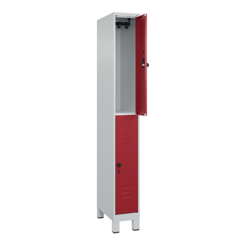C+P Doppelstock-Spind Classic PLUS, Füße, 1 Abteil, 1950x250x500mm, 7035/3003