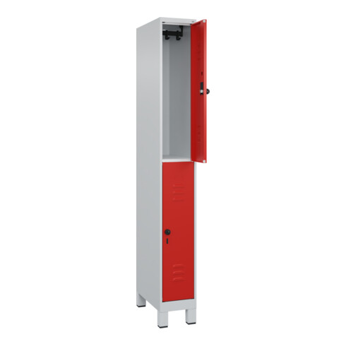 C+P Doppelstock-Spind Classic PLUS, Füße, 1 Abteil, 1950x250x500mm, 7035/3020