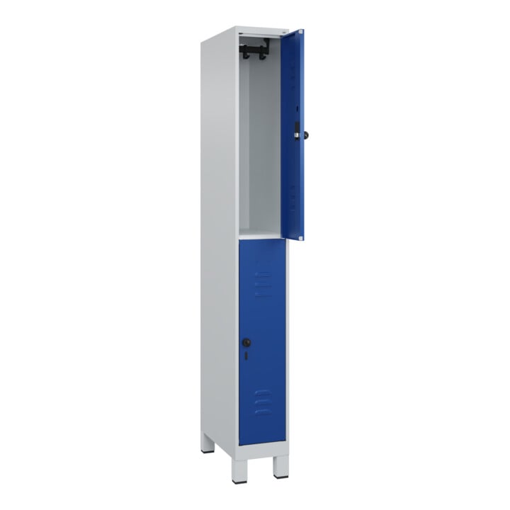 C+P Doppelstock-Spind Classic PLUS, Füße, 1 Abteil, 1950x250x500mm, 7035/5010