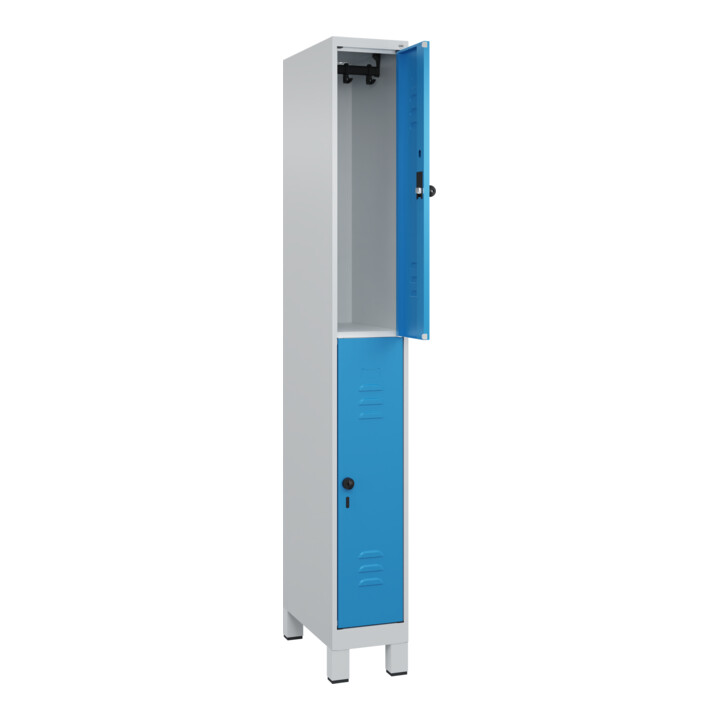 C+P Doppelstock-Spind Classic PLUS, Füße, 1 Abteil, 1950x250x500mm, 7035/5012