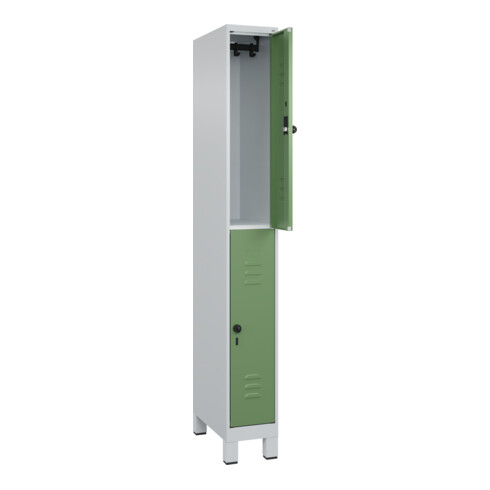 C+P Doppelstock-Spind Classic PLUS, Füße, 1 Abteil, 1950x250x500mm, 7035/6011