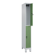 C+P Doppelstock-Spind Classic PLUS, Füße, 1 Abteil, 1950x250x500mm, 7035/6011