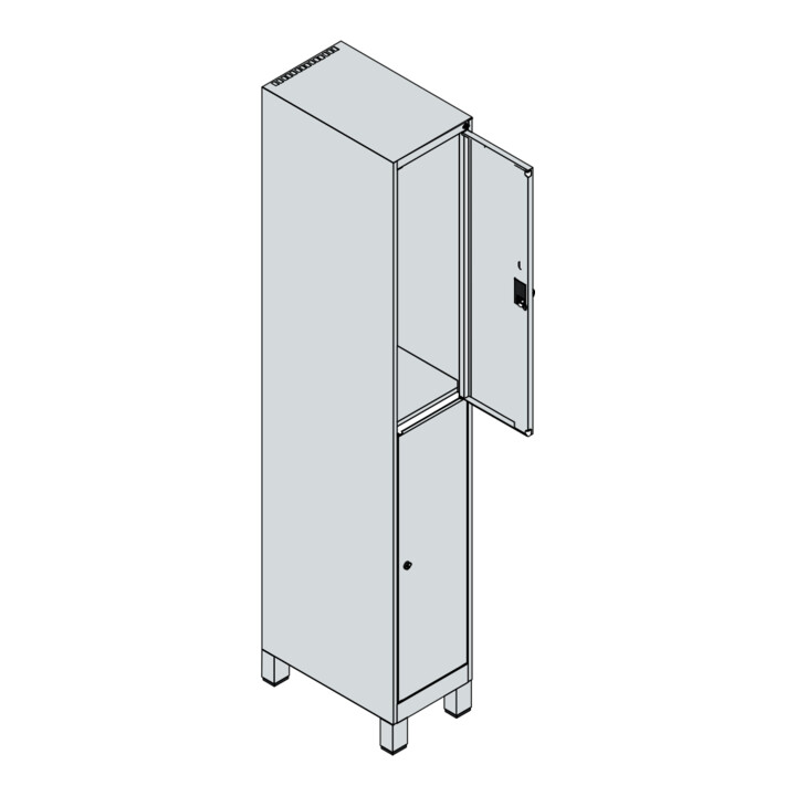 C+P Doppelstock-Spind Classic PLUS, Füße, 1 Abteil, 1950x300x500mm, 7035/2004