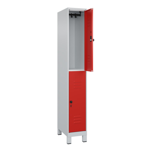 C+P Doppelstock-Spind Classic PLUS, Füße, 1 Abteil, 1950x300x500mm, 7035/3020