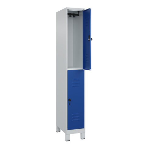 C+P Doppelstock-Spind Classic PLUS, Füße, 1 Abteil, 1950x300x500mm, 7035/5010
