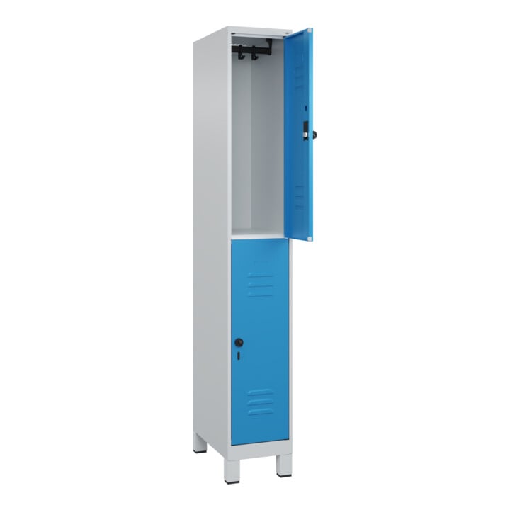 C+P Doppelstock-Spind Classic PLUS, Füße, 1 Abteil, 1950x300x500mm, 7035/5012