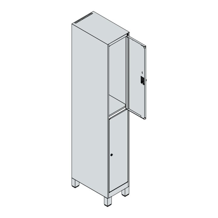C+P Doppelstock-Spind Classic PLUS, Füße, 1 Abteil, 1950x300x500mm, 7035/5012