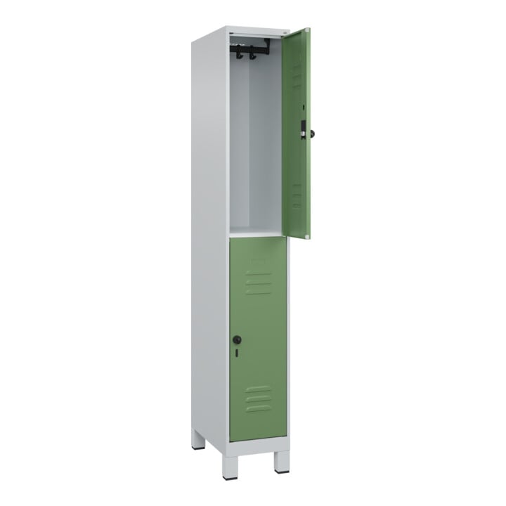 C+P Doppelstock-Spind Classic PLUS, Füße, 1 Abteil, 1950x300x500mm, 7035/6011