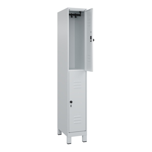 C+P Doppelstock-Spind Classic PLUS, Füße, 1 Abteil, 1950x300x500mm, 7035/7035