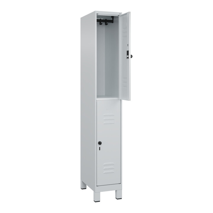 C+P Doppelstock-Spind Classic PLUS, Füße, 1 Abteil, 1950x300x500mm, 7035/7035