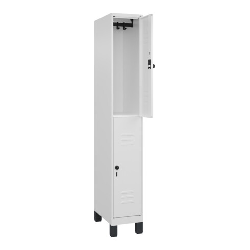 C+P Doppelstock-Spind Classic PLUS, Füße, 1 Abteil, 1950x300x500mm, 9016/9016