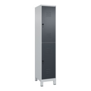 C+P Doppelstock-Spind Classic PLUS, Füße, 1 Abteil, 1950x400x500mm, 7035/7016