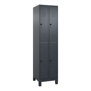 C+P Doppelstock-Spind Classic PLUS, Füße, 2 Abteile, 1950x500x500mm, 7016/7016