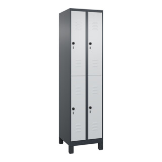 C+P Doppelstock-Spind Classic PLUS, Füße, 2 Abteile, 1950x500x500mm, 7016/7035