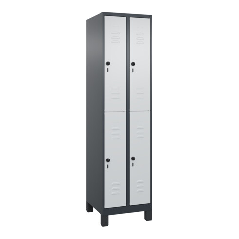 C+P Doppelstock-Spind Classic PLUS, Füße, 2 Abteile, 1950x500x500mm, 7016/7035