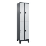 C+P Doppelstock-Spind Classic PLUS, Füße, 2 Abteile, 1950x500x500mm, 7016/7035