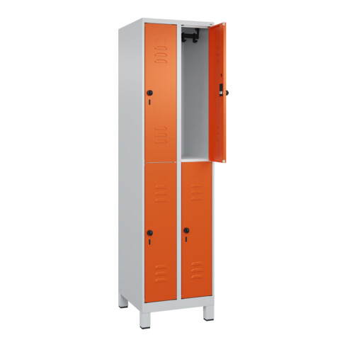 C+P Doppelstock-Spind Classic PLUS, Füße, 2 Abteile, 1950x500x500mm, 7035/2004