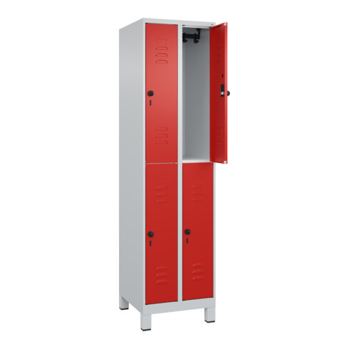 C+P Doppelstock-Spind Classic PLUS, Füße, 2 Abteile, 1950x500x500mm, 7035/3020