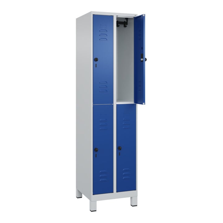 C+P Doppelstock-Spind Classic PLUS, Füße, 2 Abteile, 1950x500x500mm, 7035/5010