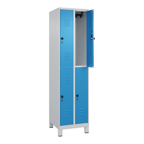 C+P Doppelstock-Spind Classic PLUS, Füße, 2 Abteile, 1950x500x500mm, 7035/5012