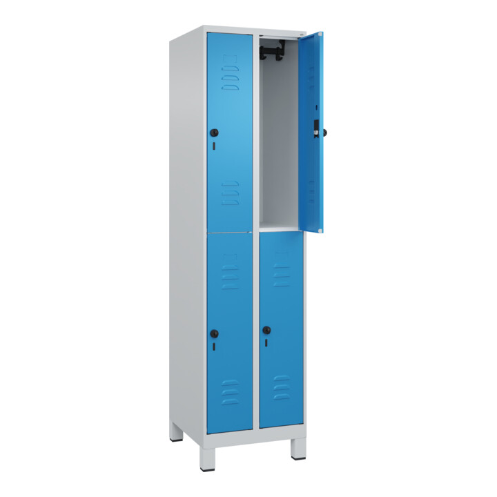 C+P Doppelstock-Spind Classic PLUS, Füße, 2 Abteile, 1950x500x500mm, 7035/5012