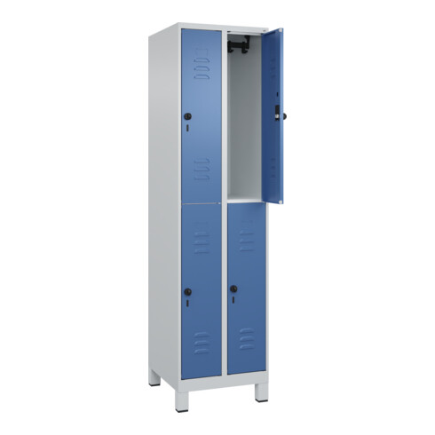 C+P Doppelstock-Spind Classic PLUS, Füße, 2 Abteile, 1950x500x500mm, 7035/5023
