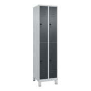 C+P Doppelstock-Spind Classic PLUS, Füße, 2 Abteile, 1950x500x500mm, 7035/7016