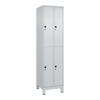 C+P Doppelstock-Spind Classic PLUS, Füße, 2 Abteile, 1950x500x500mm, 7035/7035