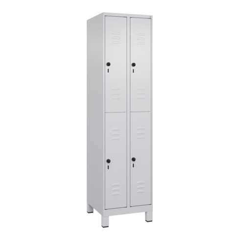 C+P Doppelstock-Spind Classic PLUS, Füße, 2 Abteile, 1950x500x500mm, 7035/7035