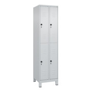 C+P Doppelstock-Spind Classic PLUS, Füße, 2 Abteile, 1950x500x500mm, 7035/7035