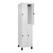 C+P Doppelstock-Spind Classic PLUS, Füße, 2 Abteile, 1950x500x500mm, 9016/9016