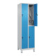 C+P Doppelstock-Spind Classic PLUS, Füße, 2 Abteile, 1950x600x500mm, 7035/5012-4