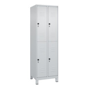 C+P Doppelstock-Spind Classic PLUS, Füße, 2 Abteile, 1950x600x500mm, 7035/7035