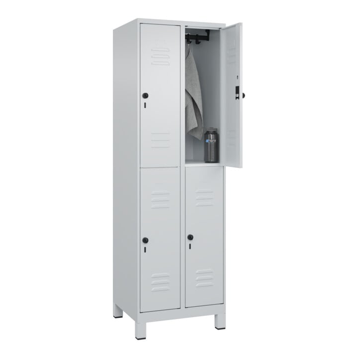 C+P Doppelstock-Spind Classic PLUS, Füße, 2 Abteile, 1950x600x500mm, 7035/7035