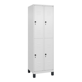 C+P Doppelstock-Spind Classic PLUS, Füße, 2 Abteile, 1950x600x500mm, 9016/9016