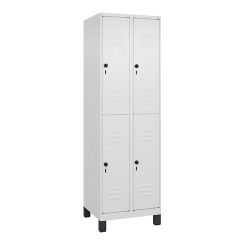 C+P Doppelstock-Spind Classic PLUS, Füße, 2 Abteile, 1950x600x500mm, 9016/9016